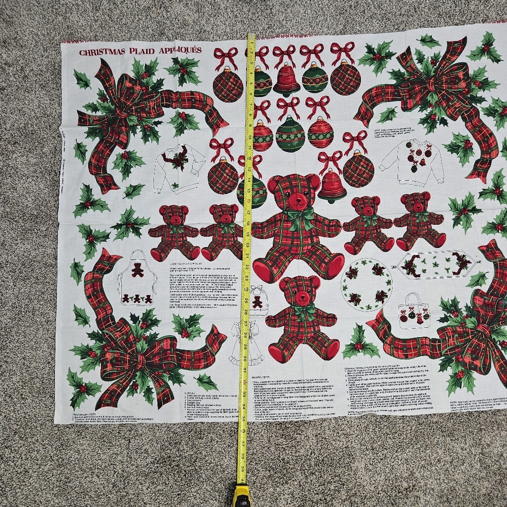 Christmas Plaid Appliques AND Quilt Fabric Countrycore Grannycore 90s Crafts - Picture 9 of 16